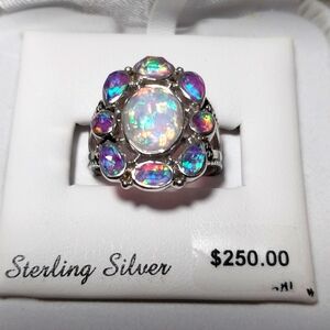 Sterling Silver Opal Ring Size 8
